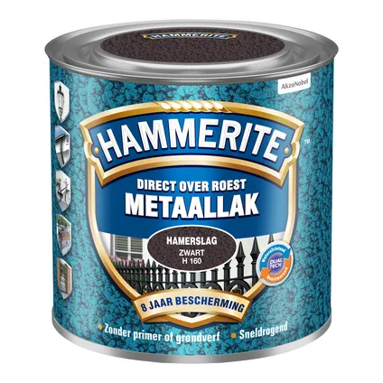 Hammerite metaalverf Hamerslag zwart H160 250ml 3