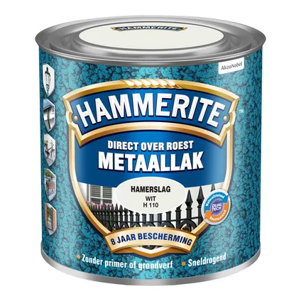 Hammerite metaalverf Hamerslag wit H110 250ml 2