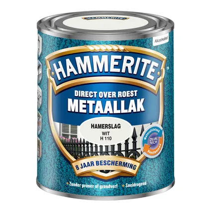 Hammerite metaallak Hamerslag wit H110 750ml 2