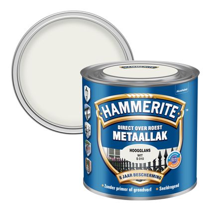 Hammerite metaallak hoogglans wit 250ml