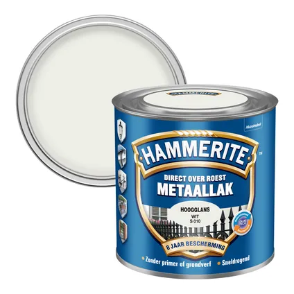 Hammerite metaallak wit S010 hoogglans 250ml