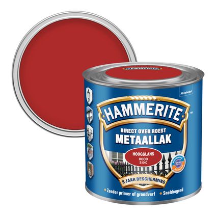 Hammerite metaallak rood S040 hoogglans 250ml