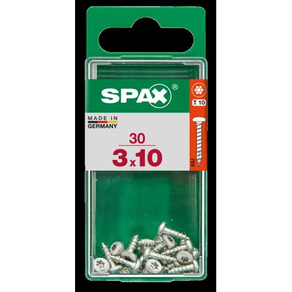 Spax schroef ronde kop staal 10 x 3 mm - 30 stuks