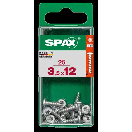 Spax universele schroef met ronde kop 3,5x12mm 25 stuks