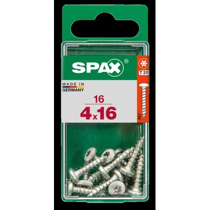 Spax schroef ronde kop staal 16 x 4 mm - 16 stuks