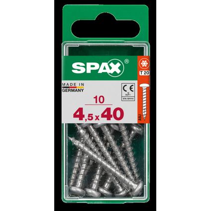 Spax schroef ronde kop staal 40 x 4,5 mm - 10 stuks