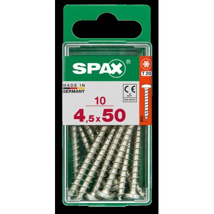Spax schroef ronde kop staal 50 x 4,5 mm - 10 stuks