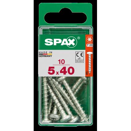 Spax schroef ronde kop staal 40 x 5 mm - 10 stuks