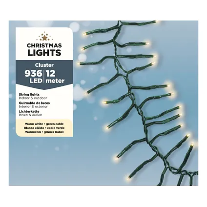 Kerstverlichting (Lumineo) Cluster 936 LED lampjes warm wit 12m 3