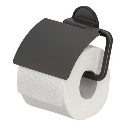 Porte-rouleau papier toilette Tiger Tune avec rabat noir métal brossé / noir