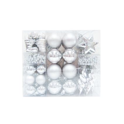 Boules de Noël divers Central Park plastique argent 60pcs
