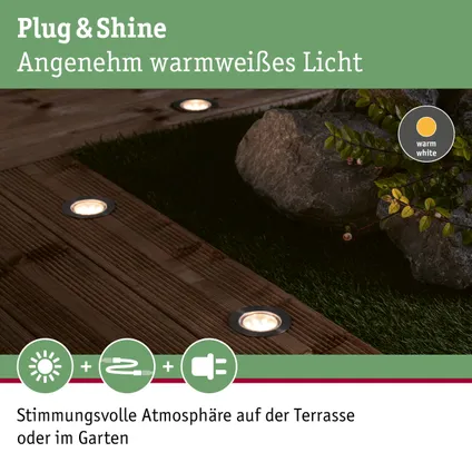 Spot de sol Paulmann Outdoor Plug & Shine Floor eco argenté ⌀7cm 1W 8