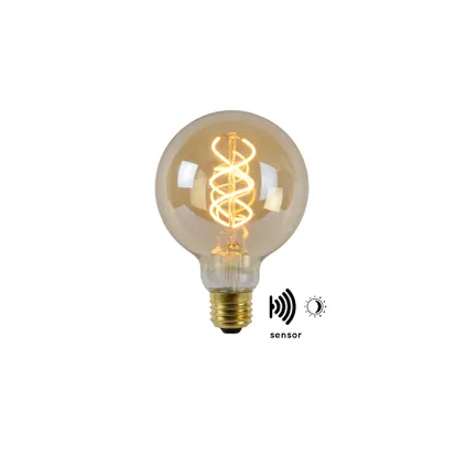 Ampoule filament LED Lucide G95 Twilight Sensor E27 4W