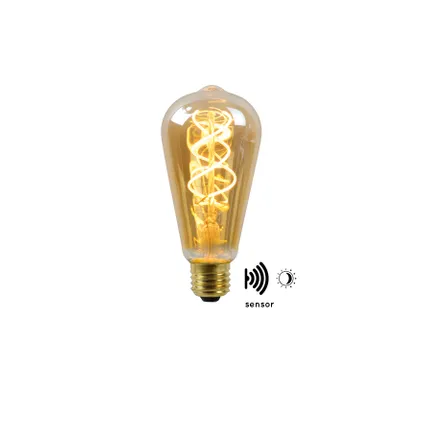 Ampoule filament LED Lucide ST64 Twilight Sensor 4W E27