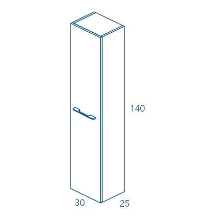 Royo kolomkast 1 deur Level glanzend wit 30x140cm 2