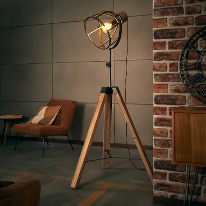 Elk jaar Voorstellen interview Brilliant vloerlamp Matrix zwart hout ⌀72cm E27