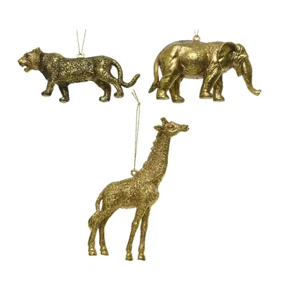 Suspensions de Noël animaux Decoris plastique doré 3x12x5,5cm 1pièce