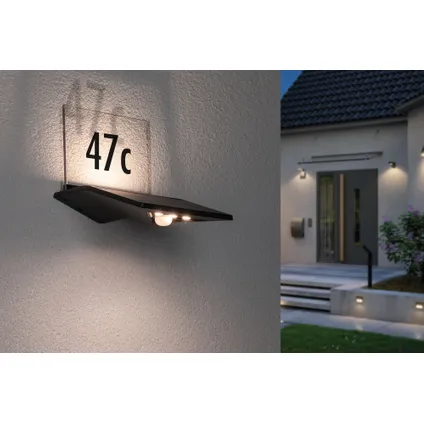 Paulmann Outdoor solar wandlamp huisnummer Yoko antraciet 1,2W met bewegingsmelder 6