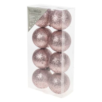 Boules de Noël Decoris plastique rose Ø6cm 8pcs