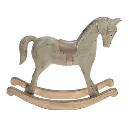 Rocking horse 29x24cm antique light brown and soft gold