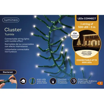 Kerstverlichting (Lumineo) Cluster Connect 500 LED lampjes warm wit 5m 2