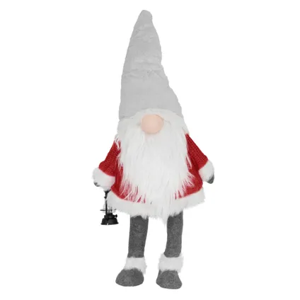 Gnome de Noël ornement poupée lanterne LED à piles figurine d'elfe rouge 80 cm 3