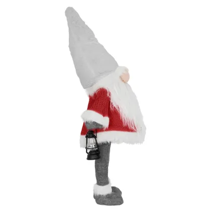 Gnome de Noël ornement poupée lanterne LED à piles figurine d'elfe rouge 80 cm 4