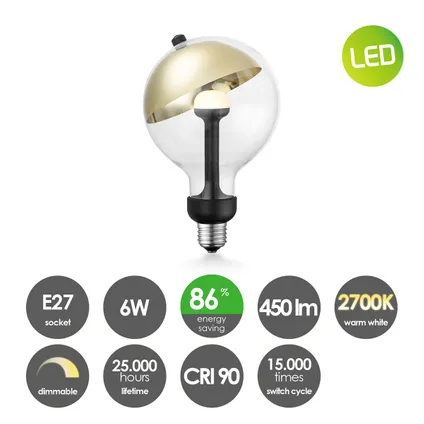 Home Sweet Home dimbare LED lamp Sphere goud G120 E27 5W 400Lm 4
