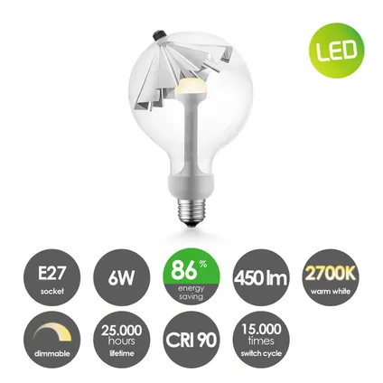 Home Sweet Home dimbare LED lamp Umbrella zilver G120 E27 5W 400Lm 4