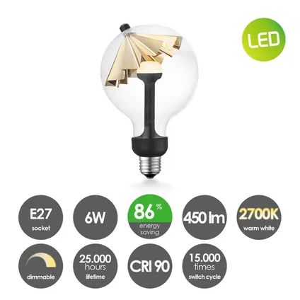 Home Sweet Home dimbare LED lamp Umbrella goud G120 E27 5W 400Lm 4