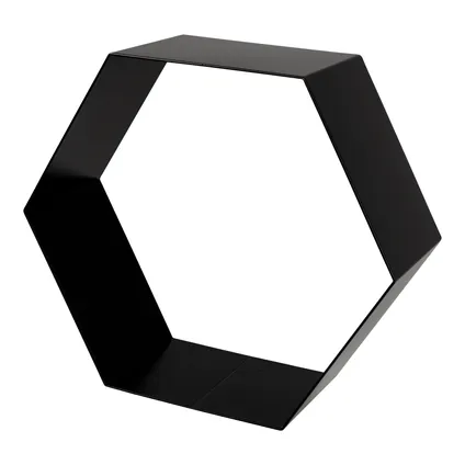 Étagère hexagone Duraline métal noir 1,5mm 32x28x12cm