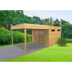 Praxis Solid Superia tuinhuis Cube LANZARA geïmpregneerd 298x290 + 287cm aanbieding