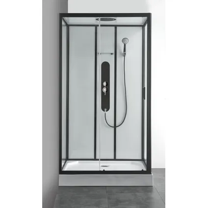 Cabine de douche rectangulaire Allibert Uyuni modèle d'angle noire 80x120cm