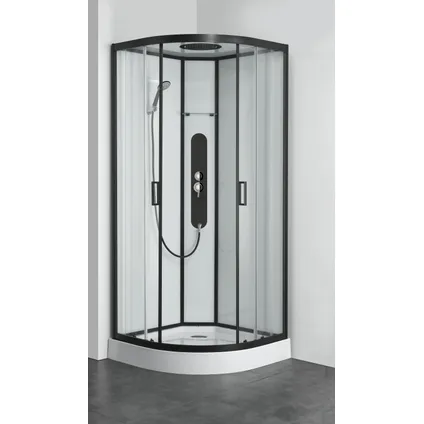 Cabine de douche quart de rond Allibert Uyuni noire 90x90cm