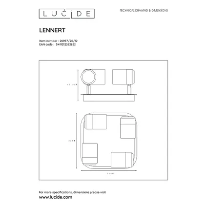 Lucide plafondspot Lennert chroom 4xGU10 5W 5