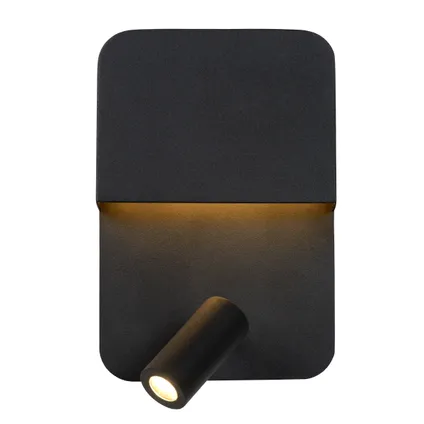 Applique murale Lucide Boxer noir LED avec chargeur USB 10W 3