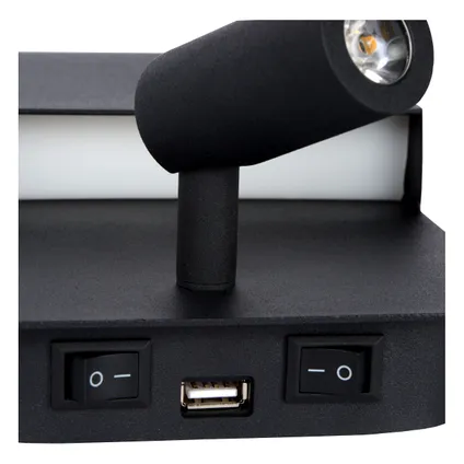 Lucide wandamp Boxer zwart led met met USB-laadpunt 10W 4