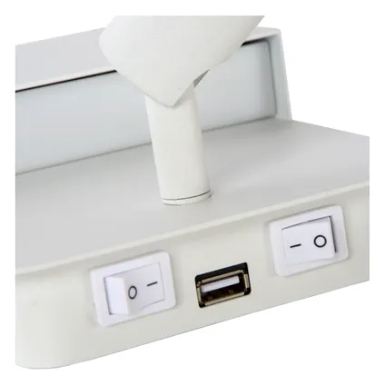 Applique murale Lucide Boxer blanc LED avec chargeur USB 10W 4