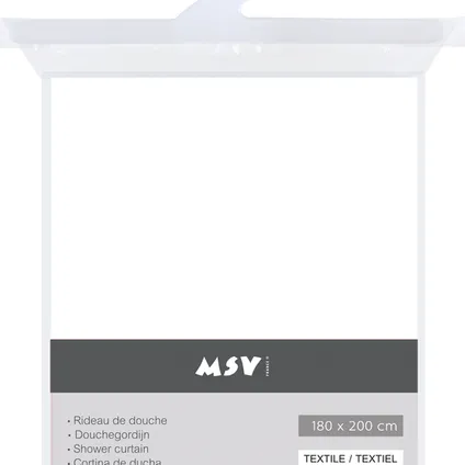 Rideau de douche MSV blanc 120cm 3