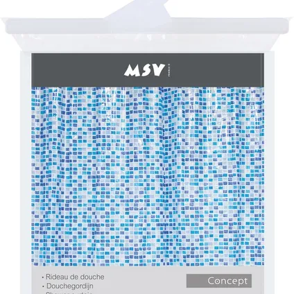 Rideau de douche MSV Concept bleu 180cm 3