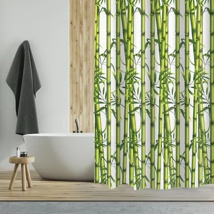 Rideau de douche MSV Bamboo vert 180cm 5
