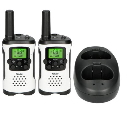Alecto FR-175 - Set van twee walkie talkies, tot 7 kilometer bereik, wit/zwart