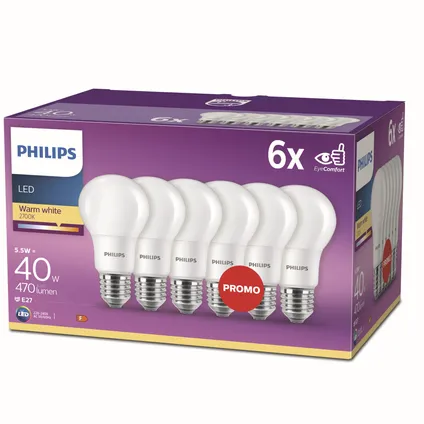 Philips ledlamp mat warm wit E27 5,5W 6 stuks 4
