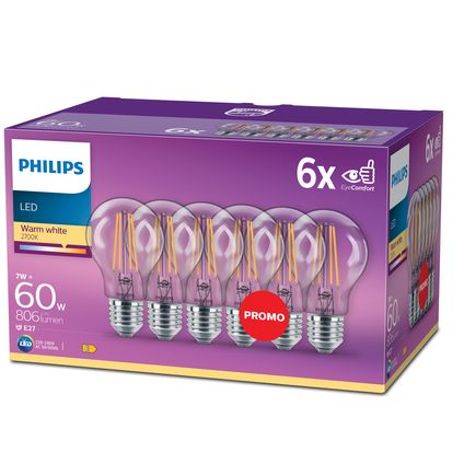 Ampoule LED Philips Bulb 7W E27 - 6 pièces