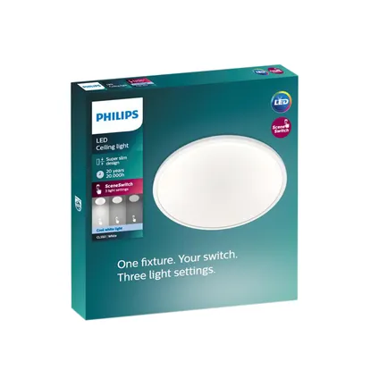 Philips plafondlamp SuperSlim wit ⌀25cm 15W 2