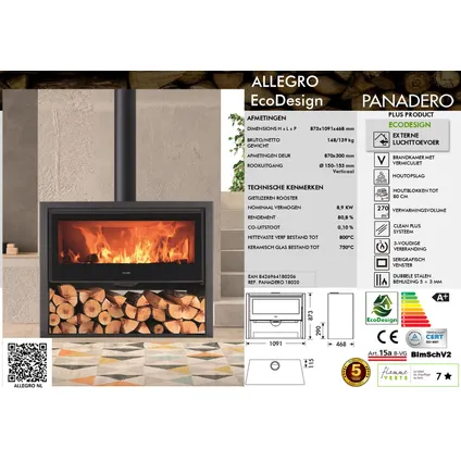 Panadero houtkachel Allegro Ecodesign 8,9kW 4
