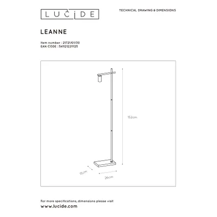 Lucide vloerlamp Leanne zwart E27 8