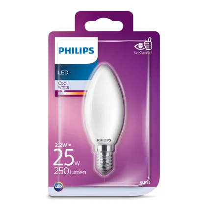 Ampoule LED bougie Philips Classic blanc froid 2,2W E14 2