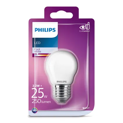 Ampoule LED sphérique Philips Classic blanc froid 2,2W E27 2
