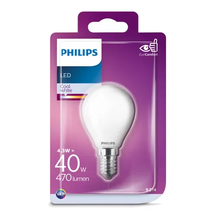 Ampoule LED sphérique Philips Classic blanc froid 4,3W E14 2